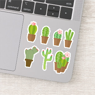 Schattigee Kleurrijke Groene Roze en Rode Bloeiend Sticker