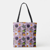 Schattigee kleurrijke Halloween Canvas tas (Achterkant)