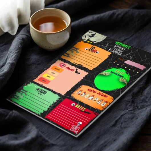 Schattigee Kleurrijke Halloween Printable Planner  Kaart