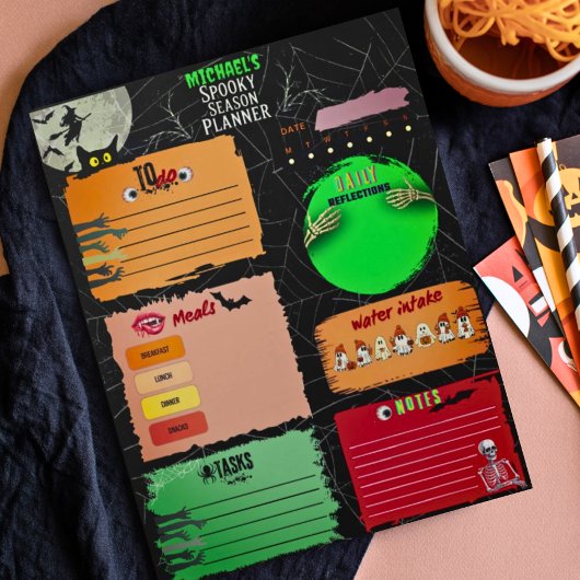 Schattigee Kleurrijke Halloween Printable Planner  Kaart