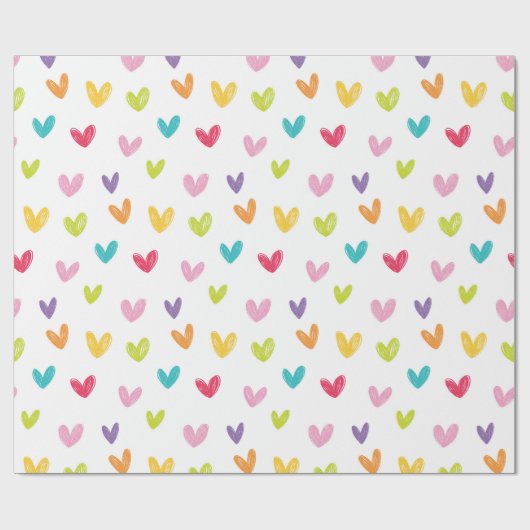 Schattigee kleurrijke hand getekend Valentijnse ha Cadeaupapier (Vlak)