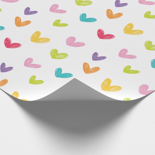 Schattigee kleurrijke hand getekend Valentijnse ha Cadeaupapier (Hoek)