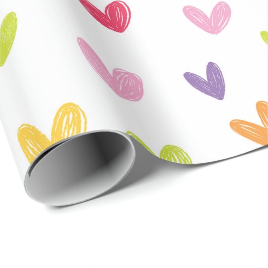 Schattigee kleurrijke hand getekend Valentijnse ha Cadeaupapier (Rol Hoek)