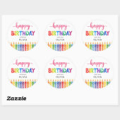 Schattigee kleurrijke Happy Birthday waterverf Ronde Sticker (Vel)