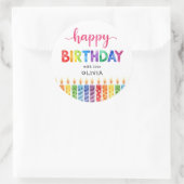 Schattigee kleurrijke Happy Birthday waterverf Ronde Sticker (Tas)