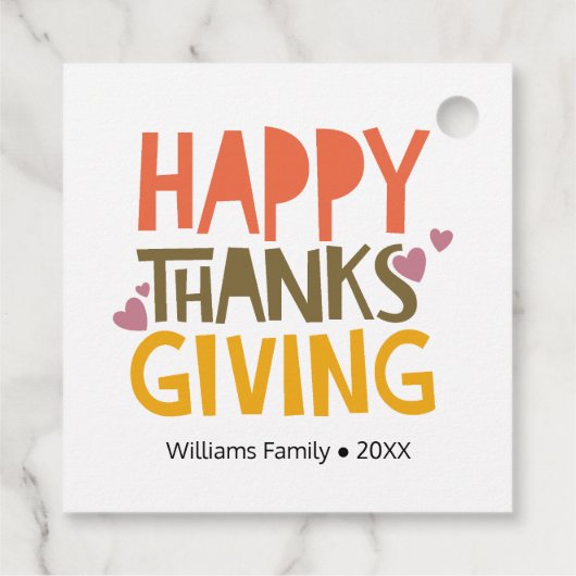 Schattigee Kleurrijke Happy Thanksgiving Gepersona Bedankjes Labels (Achterkant)