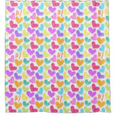 Schattigee Kleurrijke Hart Pastel Valentijn Liefde Douchegordijn (Voorkant)