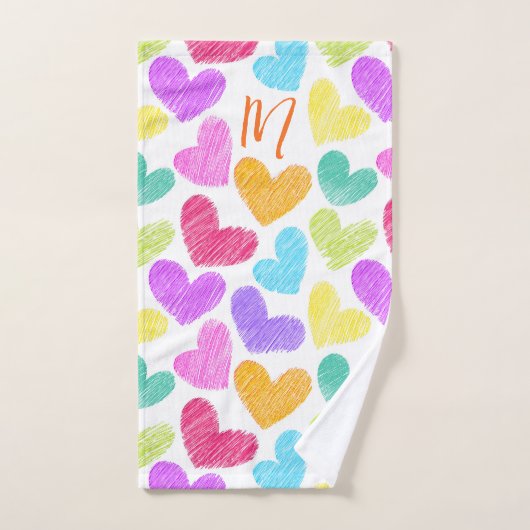 Schattigee Kleurrijke Hart Pastel Valentijn Liefde Handdoek (Handdoek)