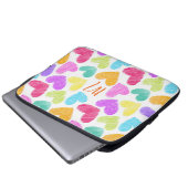 Schattigee Kleurrijke Hart Pastel Valentijn Liefde Laptop Sleeve (Voorkant onderkant)