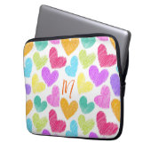 Schattigee Kleurrijke Hart Pastel Valentijn Liefde Laptop Sleeve (Voorkant Links)