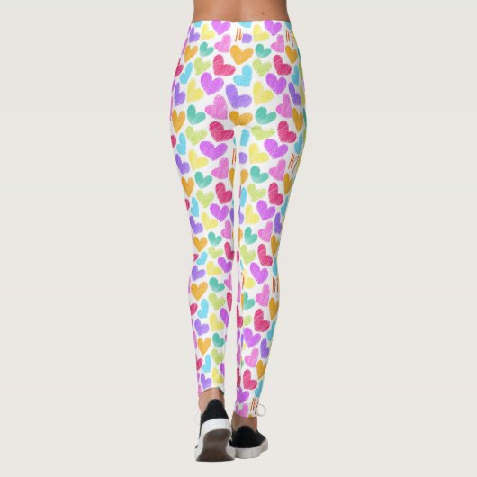 Schattigee Kleurrijke Hart Pastel Valentijn Liefde Leggings (Achterkant)