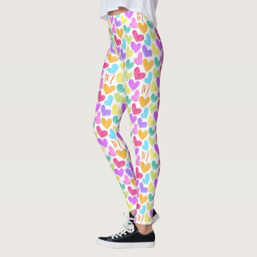 Schattigee Kleurrijke Hart Pastel Valentijn Liefde Leggings (Links)