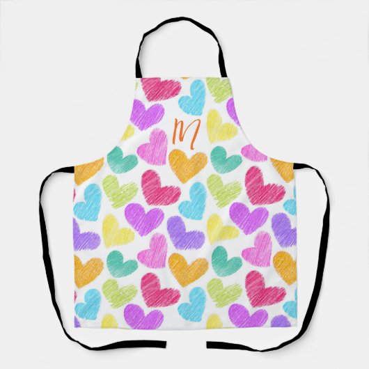 Schattigee Kleurrijke Hart Pastel Valentijn Liefde Schort (Voorkant)