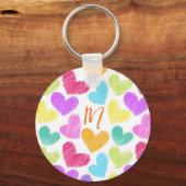 Schattigee Kleurrijke Hart Pastel Valentijn Liefde Sleutelhanger (Achterkant)