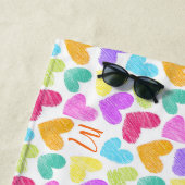 Schattigee Kleurrijke Hart Pastel Valentijn Liefde Strandlaken (In situ)