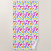 Schattigee Kleurrijke Hart Pastel Valentijn Liefde Strandlaken (Voorkant)