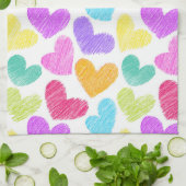 Schattigee Kleurrijke Hart Pastel Valentijn Liefde Theedoek (Gevouwen)