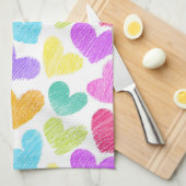 Schattigee Kleurrijke Hart Pastel Valentijn Liefde Theedoek (Quarter Fold)