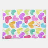 Schattigee Kleurrijke Hart Pastel Valentijn Liefde Theedoek (Horizontaal)