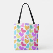 Schattigee Kleurrijke Hart Pastel Valentijn Liefde Tote Bag (Achterkant)