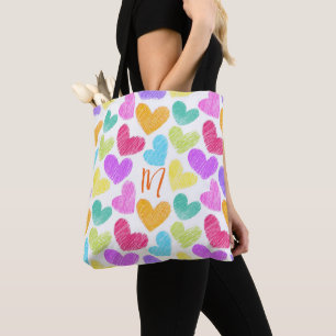 Schattigee Kleurrijke Hart Pastel Valentijn Liefde Tote Bag