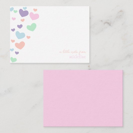 Schattigee kleurrijke hart script Kinder Briefpapi Notitiekaartje (Voorkant / Achterkant)