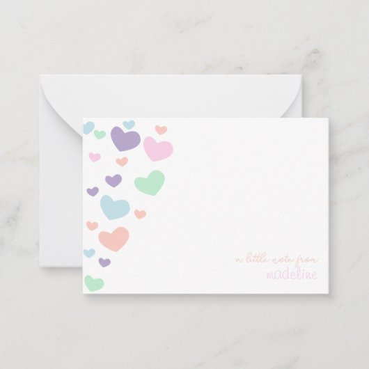 Schattigee kleurrijke hart script Kinder Briefpapi Notitiekaartje (Voorkant)