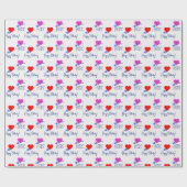 Schattigee kleurrijke harten, gepersonaliseerde ve cadeaupapier (Vlak)