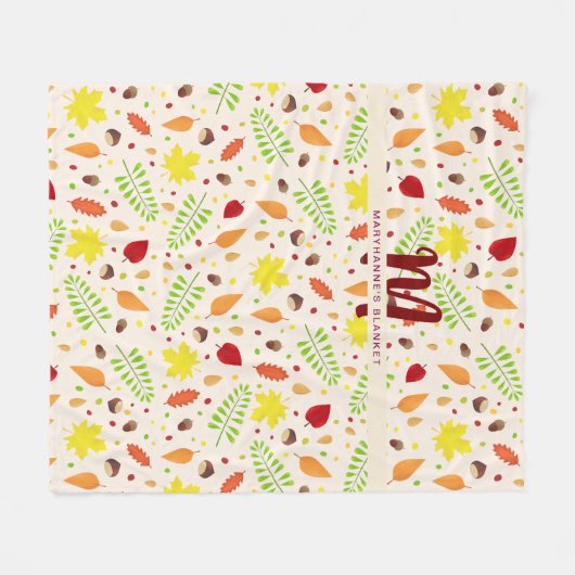 Schattigee kleurrijke herfst laat aangepaste naam  fleece deken (Voorkant (Horizontaal))