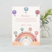 Schattigee Kleurrijke Hete Luchtballon Regenboog B Bedankkaart (Staand voorkant)