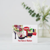 Schattigee Kleurrijke Hoge Hak Cupcake Make-up Nai Visitekaartje (Staand voorkant)