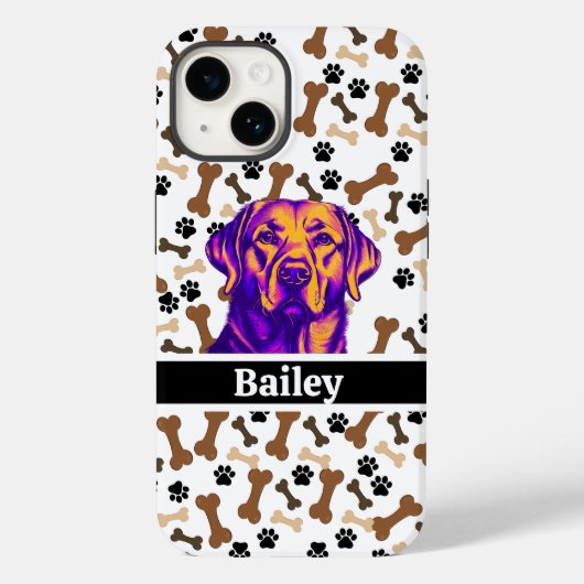 Schattigee Kleurrijke Hond en behandelt Gepersonal Case-Mate iPhone Case (Achterkant)