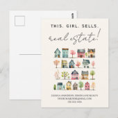 Schattigee kleurrijke huizen dit meisje verkoopt o briefkaart (Voorkant / Achterkant)