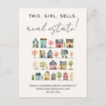 Schattigee kleurrijke huizen dit meisje verkoopt o