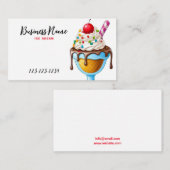 Schattigee Kleurrijke Ice Cream Sundae Illustratie Visitekaartje (Voorkant / Achterkant)