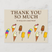 Schattigee kleurrijke ijsjes beige dank u briefkaart (Voorkant)
