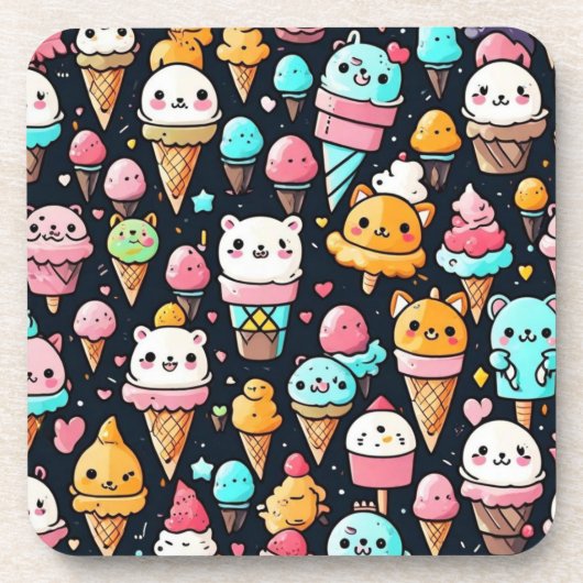 Schattigee kleurrijke ijskegels bier onderzetter (Voorkant)