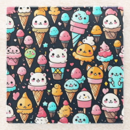 Schattigee kleurrijke ijskegels glazen onderzetter