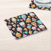 Schattigee kleurrijke ijskegels kartonnen onderzetters (Schuin)