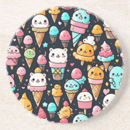 Schattigee kleurrijke ijskegels zandsteen onderzetter