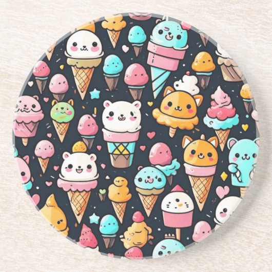 Schattigee kleurrijke ijskegels zandsteen onderzetter (Voorkant)