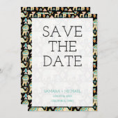 Schattigee kleurrijke Indische olifanten slaan de  Save The Date (Voorkant / Achterkant)