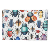 Schattigee kleurrijke insecten kussensloop (Achterkant)