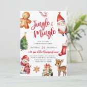 Schattigee Kleurrijke Jingle & Mingle Kinder Kerst Kaart (Staand voorkant)