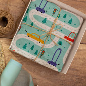 Schattigee Kleurrijke Kaart Verjaardagsjongen Inpakpapier Vel