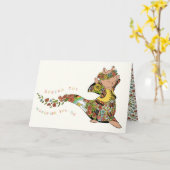 Schattigee Kleurrijke Kat Bloemen Afscheid Vriend  Kaart (Gele Bloem)