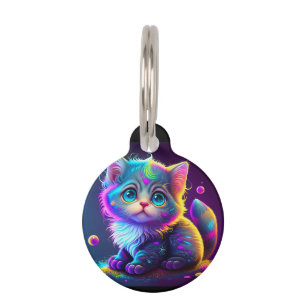 Schattigee Kleurrijke Kat Digitale Kunstwerk-79827 Huisdierpenning