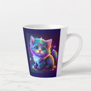 Schattigee Kleurrijke Kat Digitale Kunstwerk-79827 Latte Mok