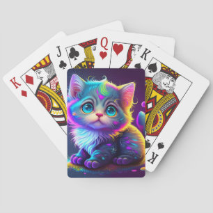 Schattigee Kleurrijke Kat Digitale Kunstwerk-79827 Pokerkaarten