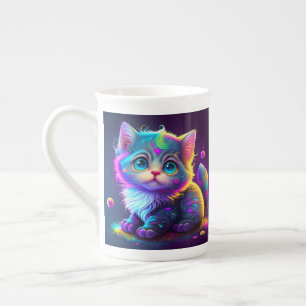 Schattigee Kleurrijke Kat Digitale Kunstwerk-79827 Porselein Kop